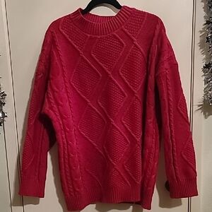 86 Cozy Red Cable Knit Sweater